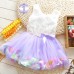 GI0609 เดรสเด็กผู้หญิงออกงาน แขนกุด กลีบกุหลาบหลากสีในกระโปรง สีม่วง